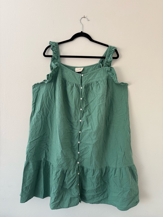 Universal Thread Dresses & Skirts - Universal Thread Green 100% Cotton Button Down Dress Sz 1X Boho Pockets Ruffle